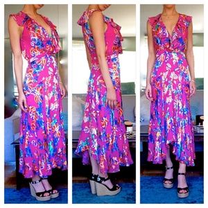 Saloni Rita Devoré-Chiffon Midi Dress